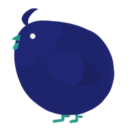 A navy chicken with a head pattern