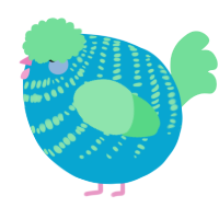 A cerulean and spring chicken with a bar pattern