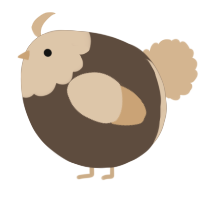 A bark and beige chicken with a head pattern
