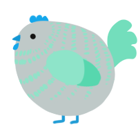 A silver and mint chicken with a bar pattern