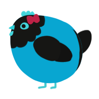 A cerulean and black chicken with a head pattern