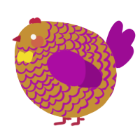 A gold and plum chicken with a lace pattern