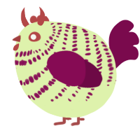 A apple and wine chicken with a bar pattern