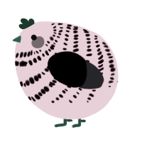 A viridian and white chicken with a bar pattern