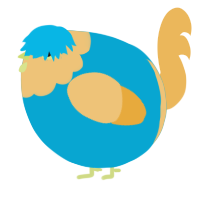 A cerulean and honey chicken with a head pattern