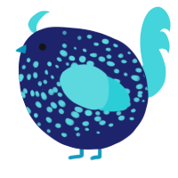 A navy and aqua chicken with a speckle pattern
