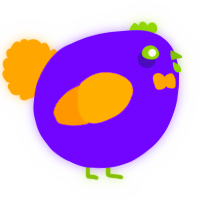 A blurple and orange chicken