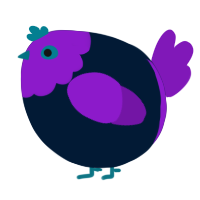 A tumblr and violet chicken with a head pattern