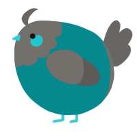 A teal and grey chicken with a head pattern