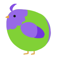 A grass and blurple chicken with a head pattern