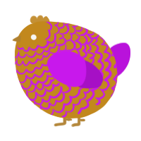 A ochre and amethyst chicken with a lace pattern