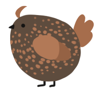 A bark and brown chicken with a speckle pattern