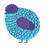 A aqua and overcast chicken with a lace pattern