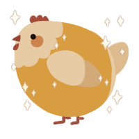 A orange and beige chicken with a head pattern