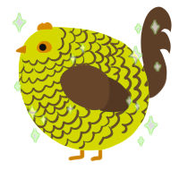 A lime and bark chicken with a lace pattern