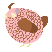 A lavender and russet chicken with a lace pattern