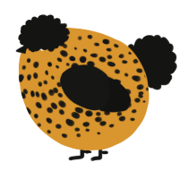 A orange and black chicken with a speckle pattern