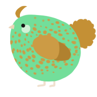 A spring and gold chicken with a speckle pattern