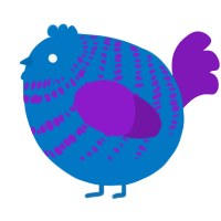 A sapphire and violet chicken with a bar pattern
