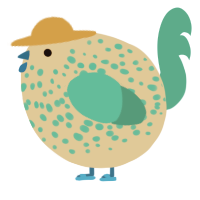 A beige and turquoise chicken with a speckle pattern