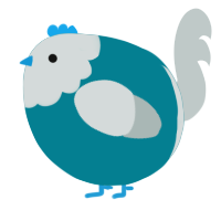 A sea and silver chicken with a head pattern