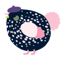 A tumblr and rose chicken with a speckle pattern