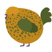 A ochre and olive chicken with a speckle pattern