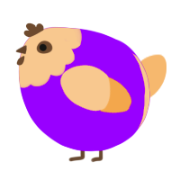 A violet and beige chicken with a head pattern