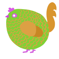 A grass and orange chicken with a lace pattern
