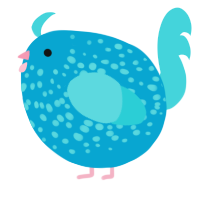 A cerulean and aqua chicken with a speckle pattern