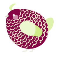A maroon and apple chicken with a lace pattern
