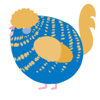 A sapphire and honey chicken with a bar pattern