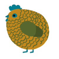 A ochre and olive chicken with a lace pattern