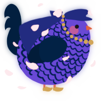 A indigo and tumblr chicken with a lace pattern