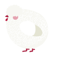A white chicken with a double-lace pattern