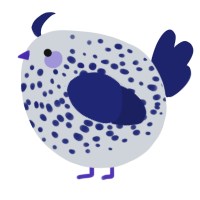 A mist and navy chicken with a speckle pattern