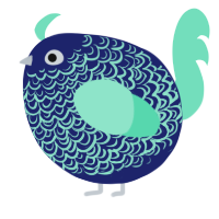 A navy and mint chicken with a double-lace pattern