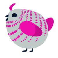 A silver and fuchsia chicken with a bar pattern