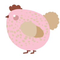 A rose and beige chicken with a speckle pattern