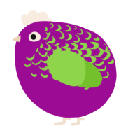 A plum and grass chicken with a half-lace pattern