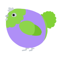A lilac and grass chicken with a head pattern
