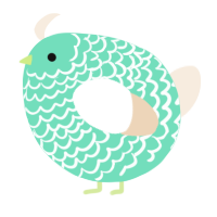 A mint and cream chicken with a lace pattern