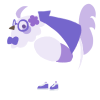 A white and lilac chicken with a head pattern