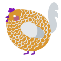 A orange and mist chicken with a lace pattern