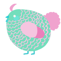 A mint and pink chicken with a lace pattern