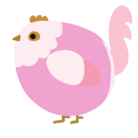 A pink and rose chicken with a head pattern