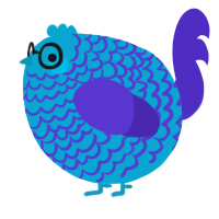 A cerulean and indigo chicken with a lace pattern