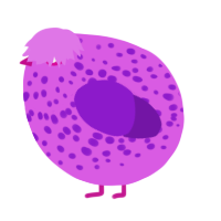 A orchid and violet chicken with a speckle pattern