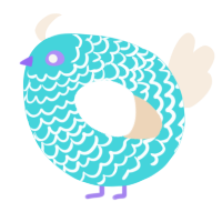 A aqua and cream chicken with a lace pattern