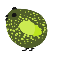 A olive and lime chicken with a speckle pattern